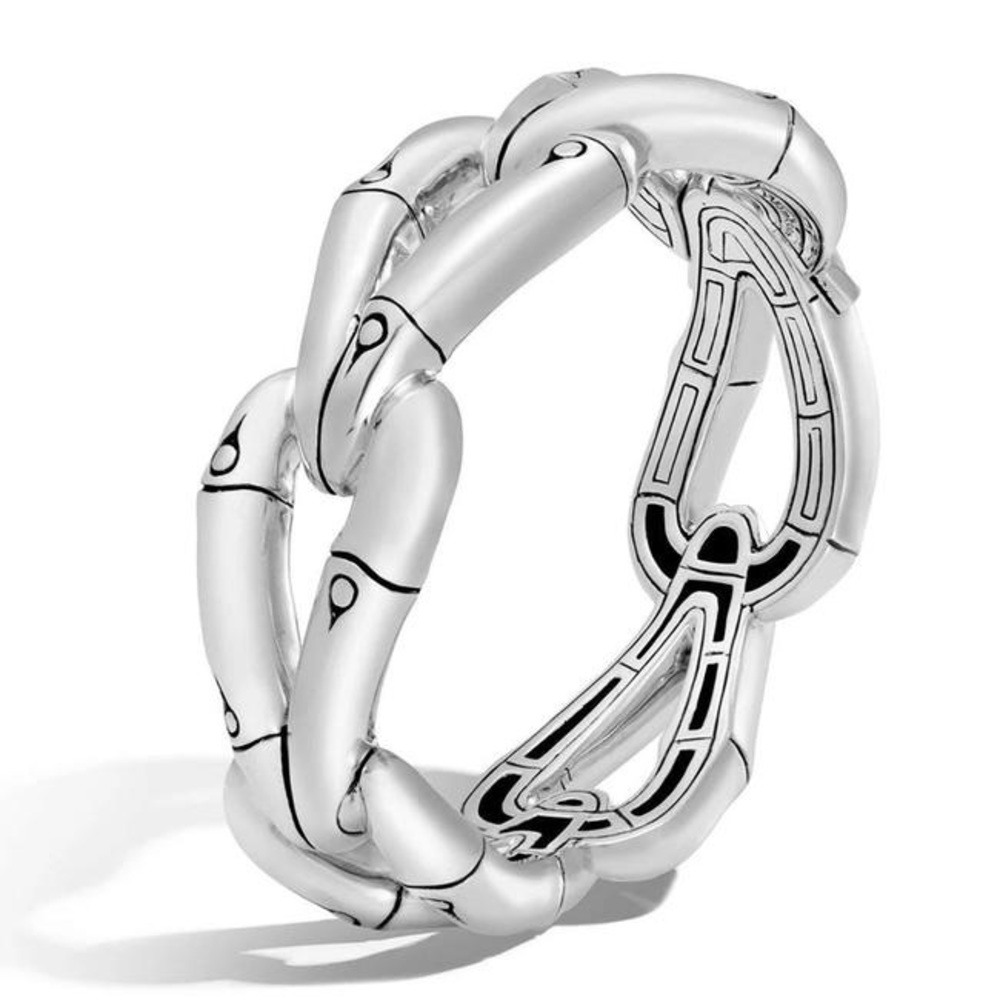 John Hardy Sterling Silver Bamboo Hinged Bangle 1669 bracelet size Medium